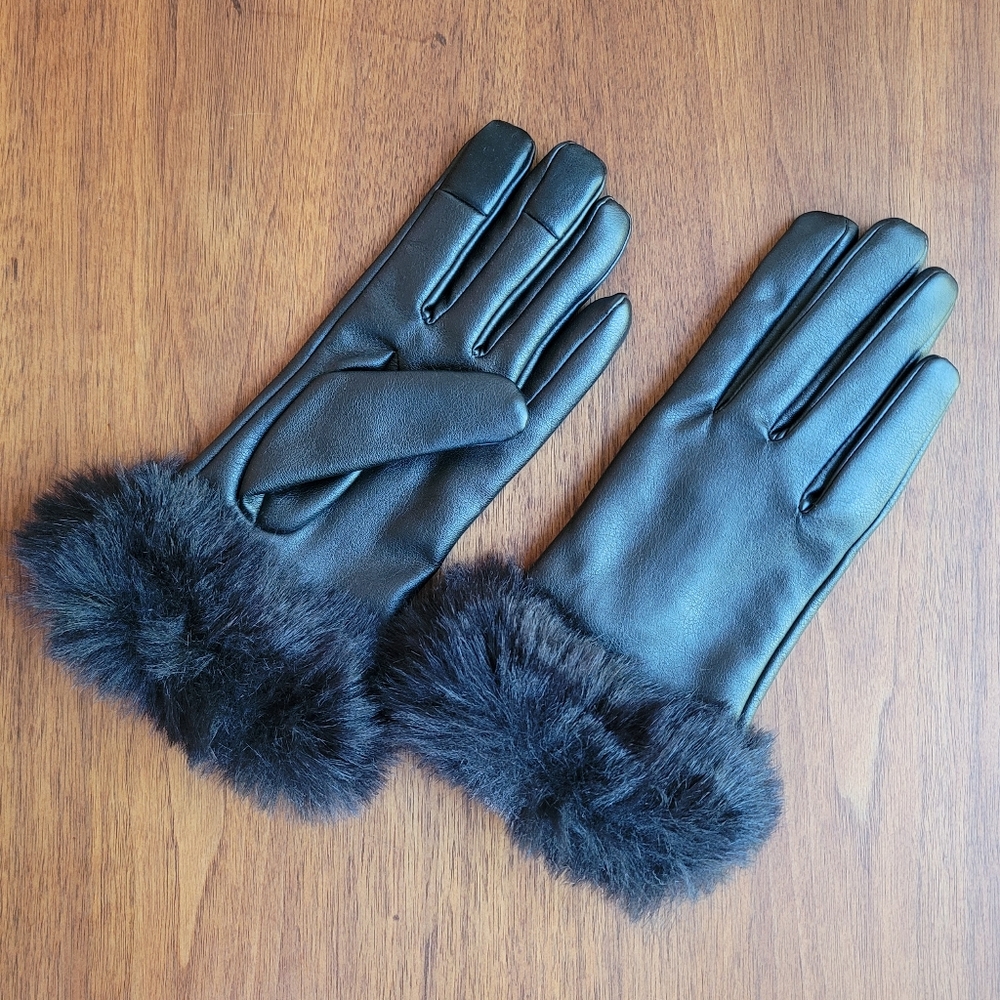 Faux leather gloves
